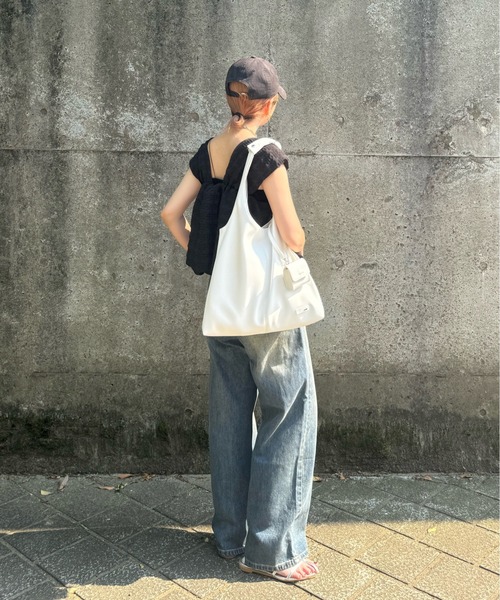 y/m by misato（イムバイミサト）の「チェックふくれジャガードトップス（その他トップス・レディース・ブラック/アイボリー・FREE）」の3枚目の写真