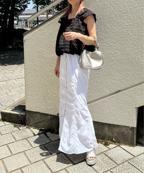 y/m by misato（イムバイミサト）の「チェックふくれジャガードトップス（その他トップス・レディース・ブラック/アイボリー・FREE）」の8枚目の写真