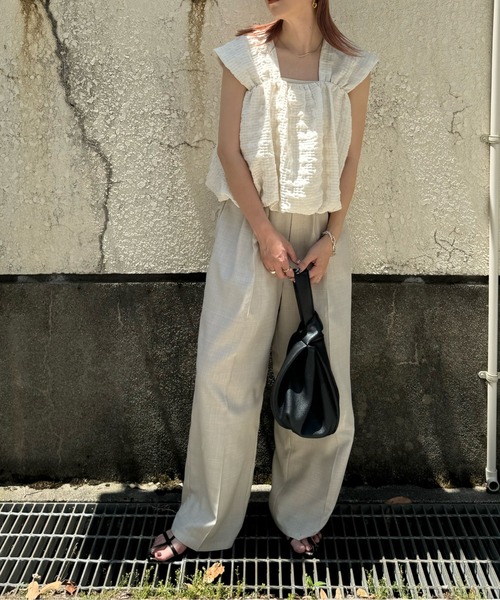 y/m by misato（イムバイミサト）の「チェックふくれジャガードトップス（その他トップス・レディース・ブラック/アイボリー・FREE）」の10枚目の写真