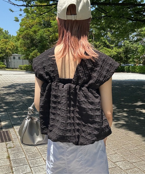 y/m by misato（イムバイミサト）の「チェックふくれジャガードトップス（その他トップス・レディース・ブラック/アイボリー・FREE）」の14枚目の写真