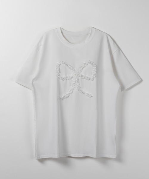 me+em select(ミームセレクト)の「※※ 3color 】レースリボンバレエコアオーバーTシャツ / lace ribbon ballet core over T-shirt(Tシャツ/カットソー・レディース・ホワイト/ブラック/グレー・FREE)」の12枚目の写真