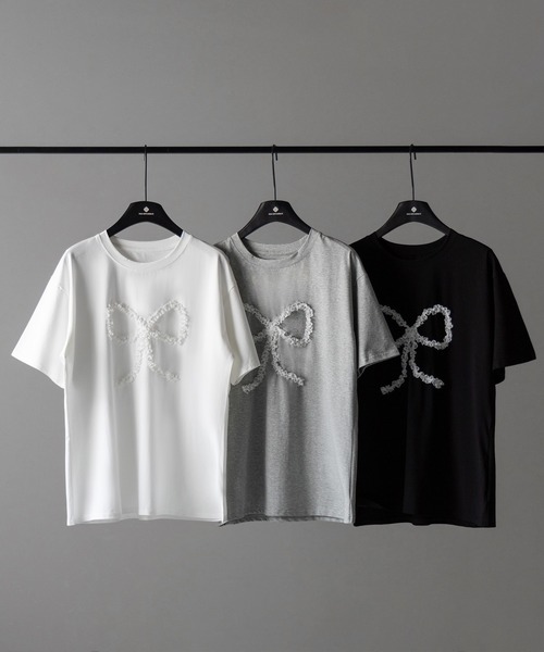 me+em select(ミームセレクト)の「※※ 3color 】レースリボンバレエコアオーバーTシャツ / lace ribbon ballet core over T-shirt(Tシャツ/カットソー・レディース・ホワイト/ブラック/グレー・FREE)」の11枚目の写真