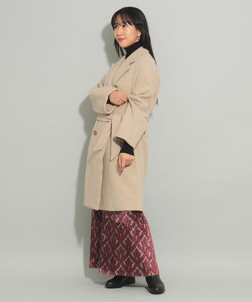 Ray BEAMS（レイビームス）の「ORCIVAL / モッサ コート（チェスターコート・レディース・ベージュ/ネイビー・1）」の5枚目の写真