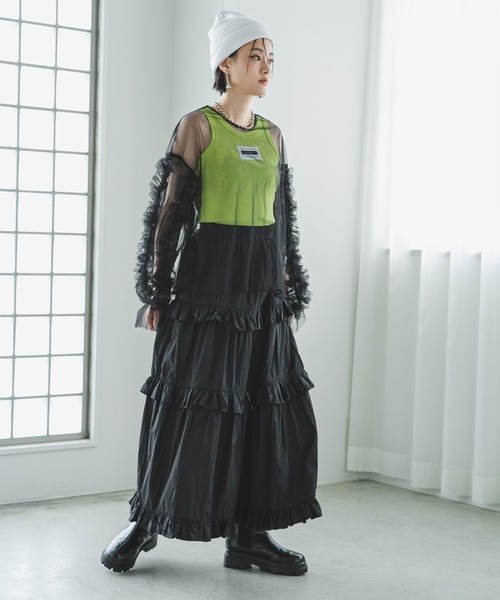 bohmal（ボマール）の「フリルキャンディースリーブシアープルオーバー（Tシャツ/カットソー・レディース・グレー/ブルー/ブラック/アイボリー・MEDIUM）」の13枚目の写真