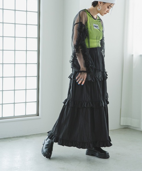 bohmal（ボマール）の「フリルキャンディースリーブシアープルオーバー（Tシャツ/カットソー・レディース・グレー/ブルー/ブラック/アイボリー・MEDIUM）」の12枚目の写真