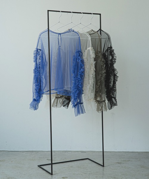 bohmal（ボマール）の「フリルキャンディースリーブシアープルオーバー（Tシャツ/カットソー・レディース・グレー/ブルー/ブラック/アイボリー・MEDIUM）」の7枚目の写真