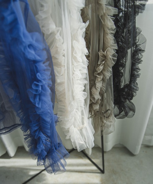 bohmal（ボマール）の「フリルキャンディースリーブシアープルオーバー（Tシャツ/カットソー・レディース・グレー/ブルー/ブラック/アイボリー・MEDIUM）」の6枚目の写真