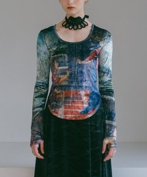 Velour Art Print Top/ベロアアートプリントトップス