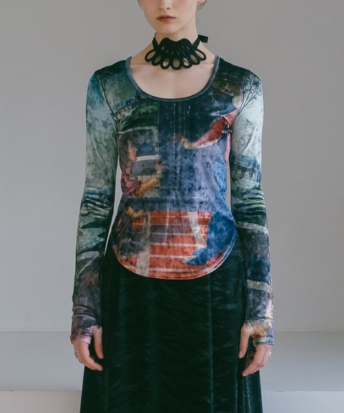 トップス sahara Velour Art Print Top sahara Velour Art Print Top