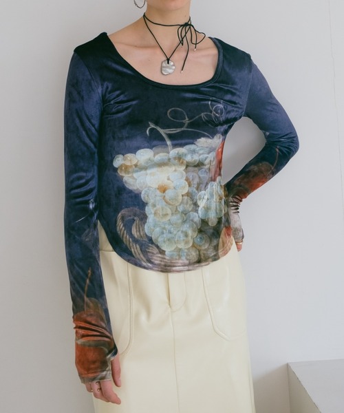 Velour Art Print Top/ベロアアートプリントトップ Velour Art Print Top/ベロアアートプリントトップス（Tシャツ