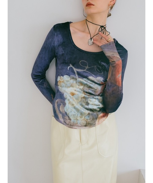 sahara（サハラ）の「Velour Art Print Top/ベロアアートプリント