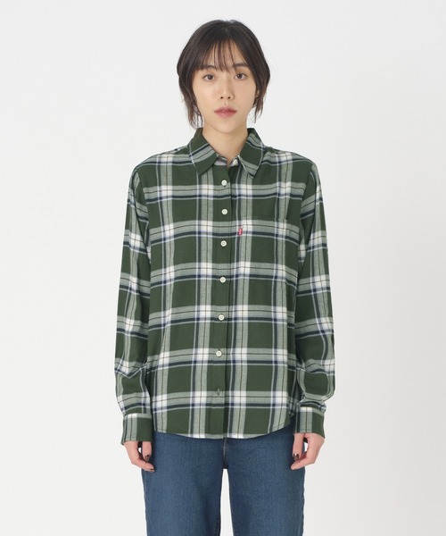 オリーブグリーン チェック柄 フランネルシャツ セール】Levi's/リーバイス HARRIET フランネルシャツ グリーン