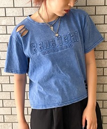 ダメージ短丈ピグメントTシャツ