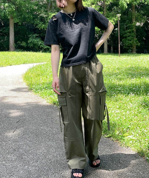 GORGE(ゴージ)の「ダメージ短丈ピグメントTシャツ(Tシャツ/カットソー・レディース・ブルー/マスタード/スミクロ/パープル・F)」の7枚目の写真