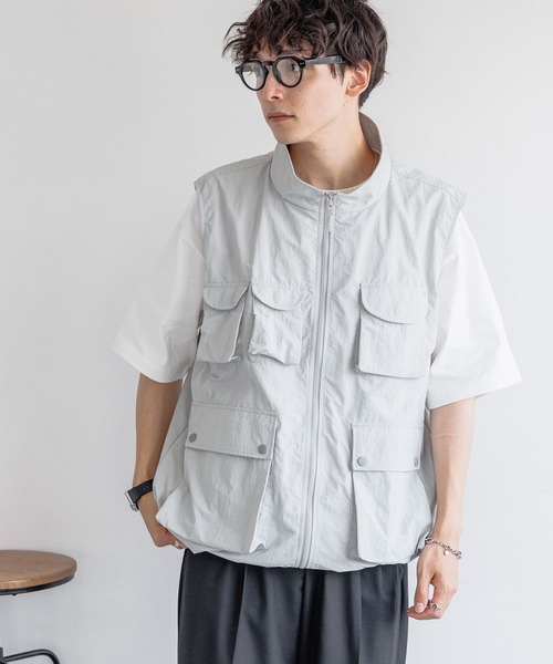 RAGEBLUE（レイジブルー）の「マルチポケット/ミリタリー/オーバーサイズナイロンベスト2（ベスト・メンズ・ブラック/グレー・LARGE/MEDIUM）」の12枚目の写真