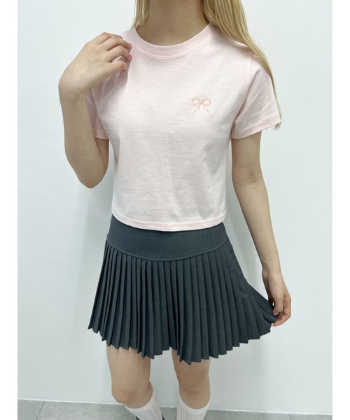PHILLY(フィリー)の「【PHILLY】リボンポイントコンパクトTシャツ(Tシャツ/カットソー・レディース・ブラック/ライトピンク/サックスブルー/ホワイト・FREE)」の5枚目の写真