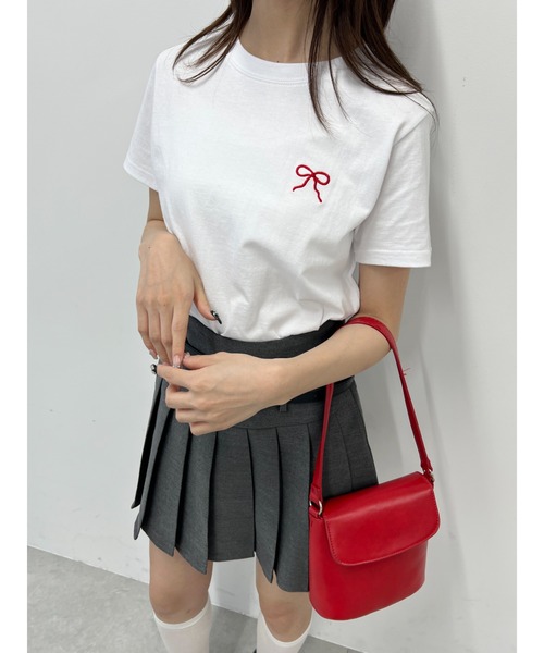 PHILLY(フィリー)の「【PHILLY】リボンポイントコンパクトTシャツ(Tシャツ/カットソー・レディース・ブラック/ライトピンク/サックスブルー/ホワイト・FREE)」の10枚目の写真
