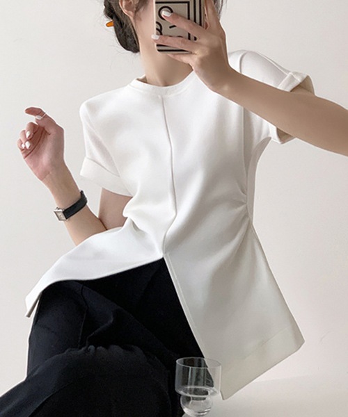 Nyu（ニュウ）の「スリットTシャツ（Tシャツ/カットソー・レディース・ブラック/ホワイト・FREE）」の6枚目の写真