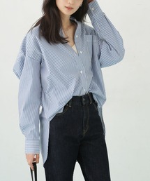 ストライプルーズシルエットシャツ