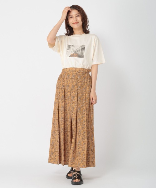 studio CLIP（スタディオクリップ）の「ミュルーズプリントスカート（スカート・レディース・ネイビー/イエロー・MEDIUM/LARGE）」の4枚目の写真