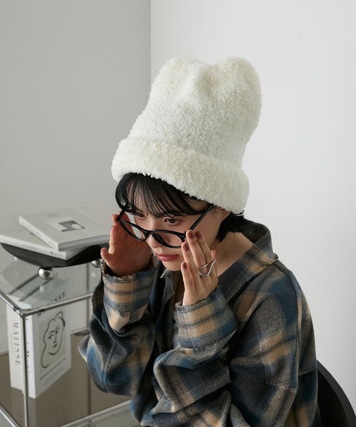 forksy.（フォルクシー）の「【forksy.】ネコミミボアニット帽（ニットキャップ/ビーニー・レディース・ブラック/アイボリー/ライトピンク・FREE）」の13枚目の写真