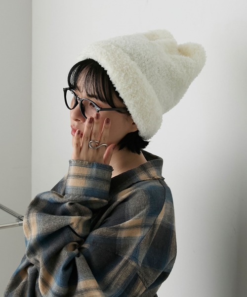 forksy.（フォルクシー）の「【forksy.】ネコミミボアニット帽（ニットキャップ/ビーニー・レディース・ブラック/アイボリー/ライトピンク・FREE）」の14枚目の写真