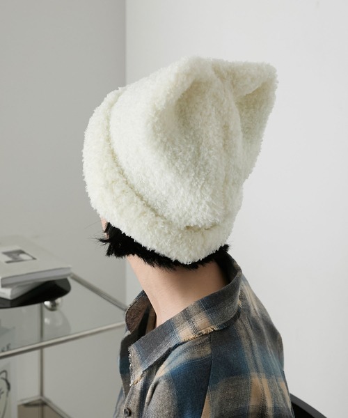 forksy.（フォルクシー）の「【forksy.】ネコミミボアニット帽（ニットキャップ/ビーニー・レディース・ブラック/アイボリー/ライトピンク・FREE）」の16枚目の写真