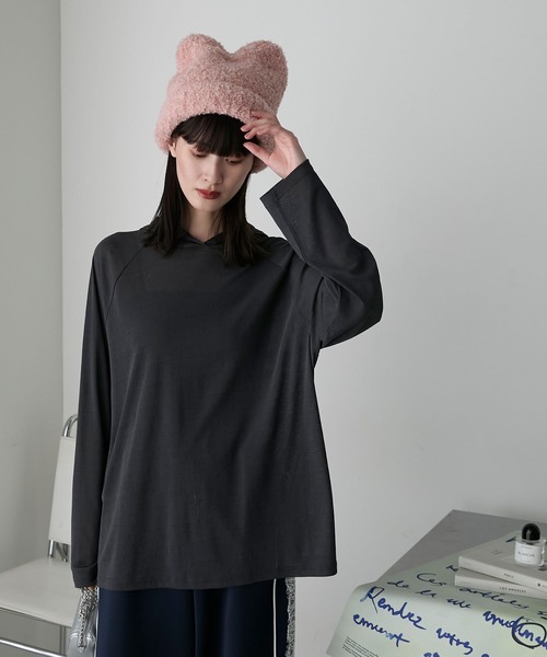 forksy.（フォルクシー）の「【forksy.】ネコミミボアニット帽（ニットキャップ/ビーニー・レディース・ブラック/アイボリー/ライトピンク・FREE）」の7枚目の写真