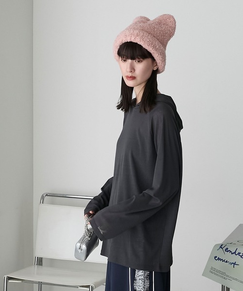 forksy.（フォルクシー）の「【forksy.】ネコミミボアニット帽（ニットキャップ/ビーニー・レディース・ブラック/アイボリー/ライトピンク・FREE）」の8枚目の写真