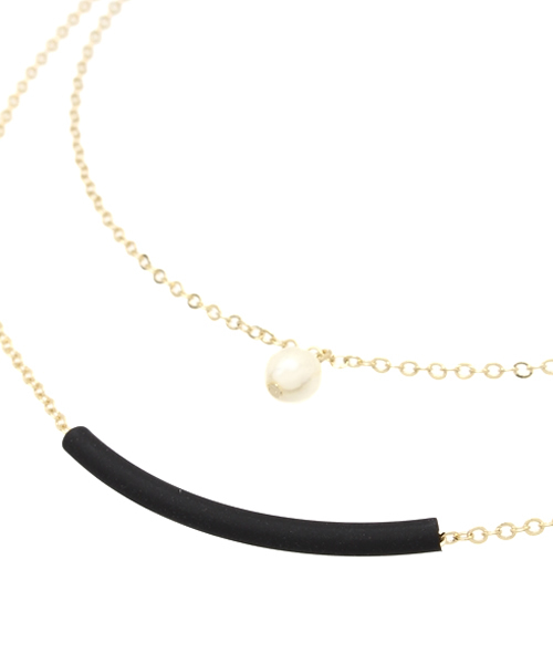 Chico（チコ）の「【who's who Chico】ColorBar&Pearlネックレス（ネックレス・レディース・ゴールド/モスグリーン/ブラック・FREE）」の4枚目の写真