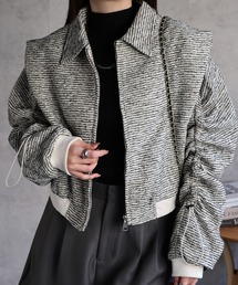 CREARE -LINO- | 【レディーズ商品】パワショル ドロスト袖 ツイードブルゾン/ジャケット(ブルゾン)