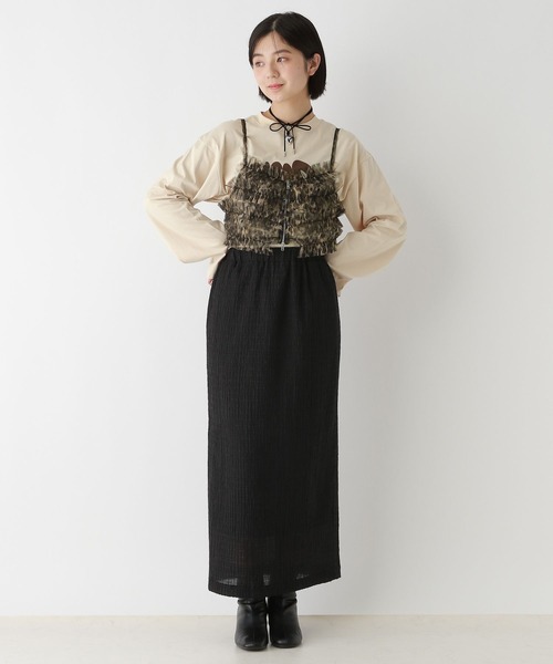 RAGEBLUE（レイジブルー）の「Wジップ/チュールフリルビスチェ（キャミソール・レディース・ブラック/ブラウン・FREE）」の7枚目の写真