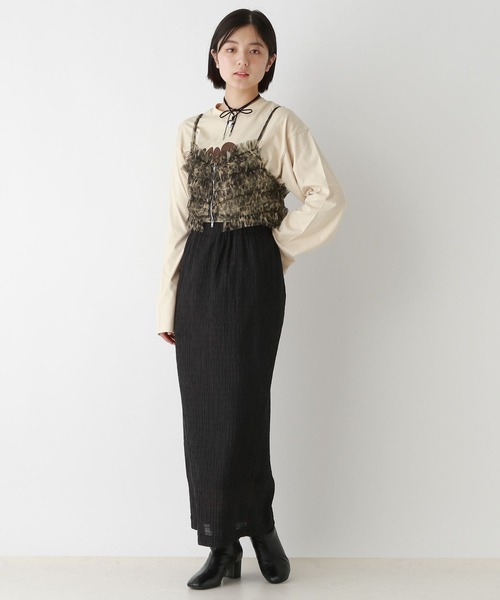 RAGEBLUE（レイジブルー）の「Wジップ/チュールフリルビスチェ（キャミソール・レディース・ブラック/ブラウン・FREE）」の8枚目の写真