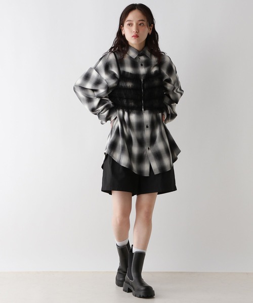 RAGEBLUE（レイジブルー）の「Wジップ/チュールフリルビスチェ（キャミソール・レディース・ブラック/ブラウン・FREE）」の13枚目の写真