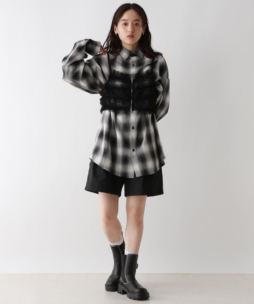 RAGEBLUE（レイジブルー）の「Wジップ/チュールフリルビスチェ（キャミソール・レディース・ブラック/ブラウン・FREE）」の14枚目の写真