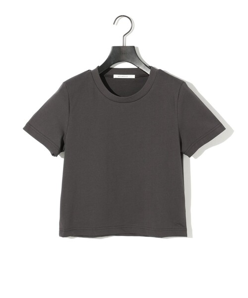 MIDIUMISOLID（ミディウミソリッド）の「MIDIUMISOLID for Ladies クロップドTシャツ（Tシャツ/カットソー・レディース・ブラック/オフホワイト/チャコールグレー・FREE）」の4枚目の写真