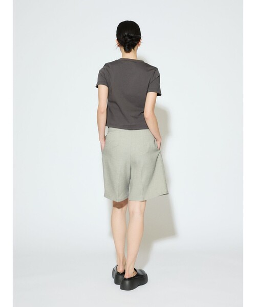 MIDIUMISOLID（ミディウミソリッド）の「MIDIUMISOLID for Ladies クロップドTシャツ（Tシャツ/カットソー・レディース・ブラック/オフホワイト/チャコールグレー・FREE）」の14枚目の写真