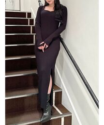 RESEXXY | ハートネックリブニットワンピース(ワンピース)