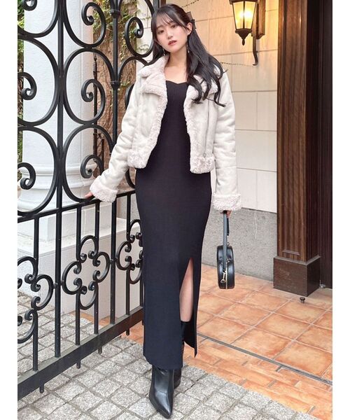 セール】ハートネックリブニットワンピース（ワンピース