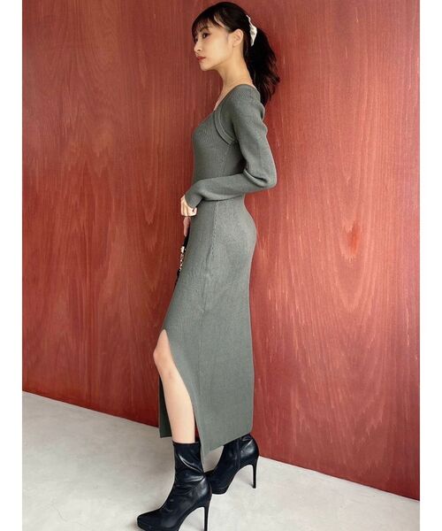 RESEXXY（リゼクシー）の「ハートネックリブニットワンピース（ワンピース・レディース・ブラック/グリーン/ピンク/ホワイト・FREE）」の16枚目の写真