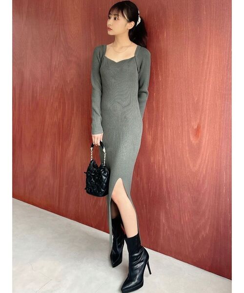 RESEXXY（リゼクシー）の「ハートネックリブニットワンピース（ワンピース・レディース・ブラック/グリーン/ピンク/ホワイト・FREE）」の17枚目の写真