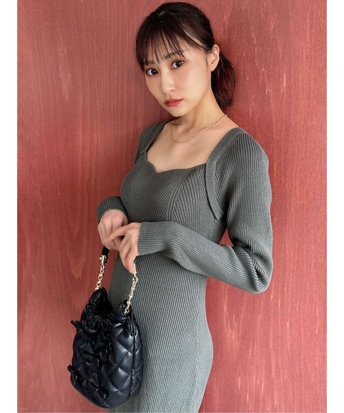 RESEXXY（リゼクシー）の「ハートネックリブニットワンピース（ワンピース・レディース・ブラック/グリーン/ピンク/ホワイト・FREE）」の18枚目の写真