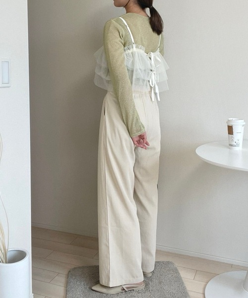 【美品】 メゾンスペシャル チュールコンビジャガードビスチェ シアーTシャツ 白 MAISON SPECIAL（メゾンスペシャル）の「ボリュームラッフル