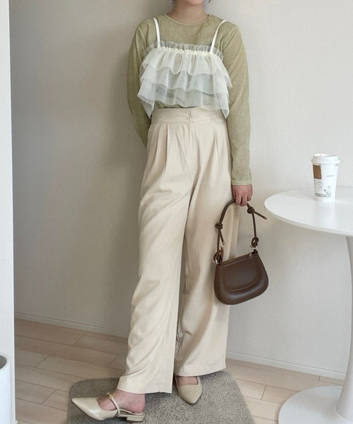 PURE BRIGHT(ピュアブライト)の「【kottoさんコラボ】チュールビスチェ×ラメシアートップス(Tシャツ/カットソー・レディース・ブラック/ブルー/グリーン・FREE)」の6枚目の写真