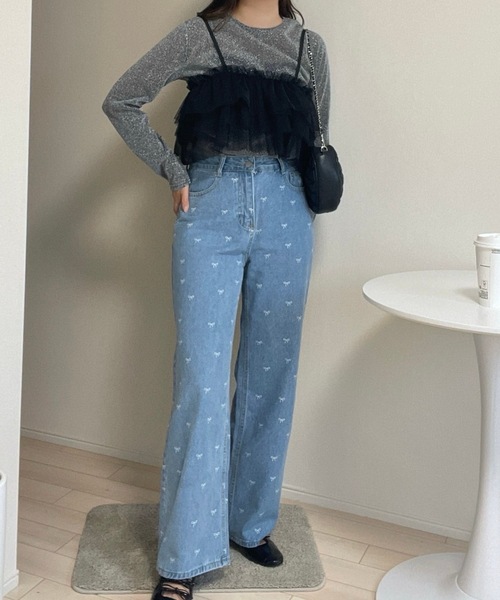 PURE BRIGHT(ピュアブライト)の「【kottoさんコラボ】チュールビスチェ×ラメシアートップス(Tシャツ/カットソー・レディース・ブラック/ブルー/グリーン・FREE)」の9枚目の写真