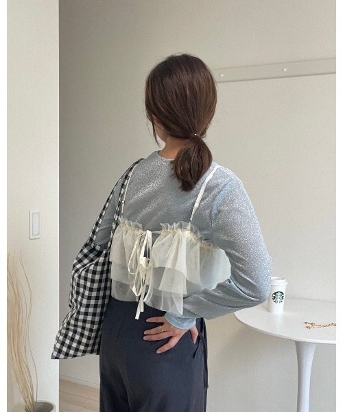 PURE BRIGHT(ピュアブライト)の「【kottoさんコラボ】チュールビスチェ×ラメシアートップス(Tシャツ/カットソー・レディース・ブラック/ブルー/グリーン・FREE)」の15枚目の写真