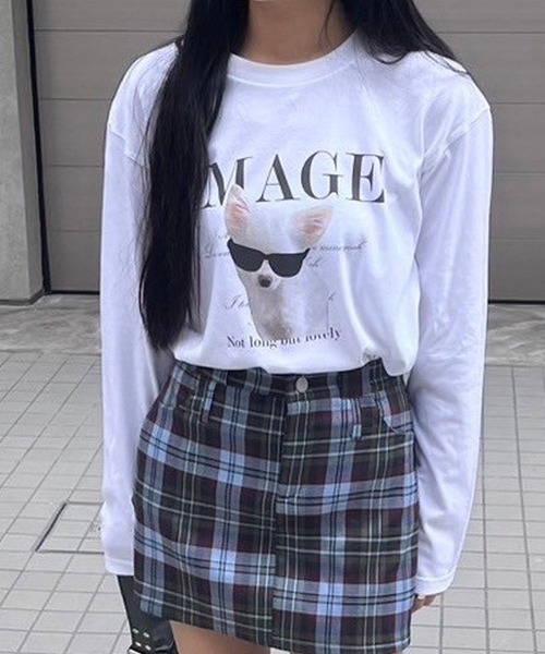 merrylatte（メリーラテ）の「ビッグDOGプリントロンT（Tシャツ/カットソー・レディース・ホワイト・LARGE/MEDIUM/SMALL）」の5枚目の写真