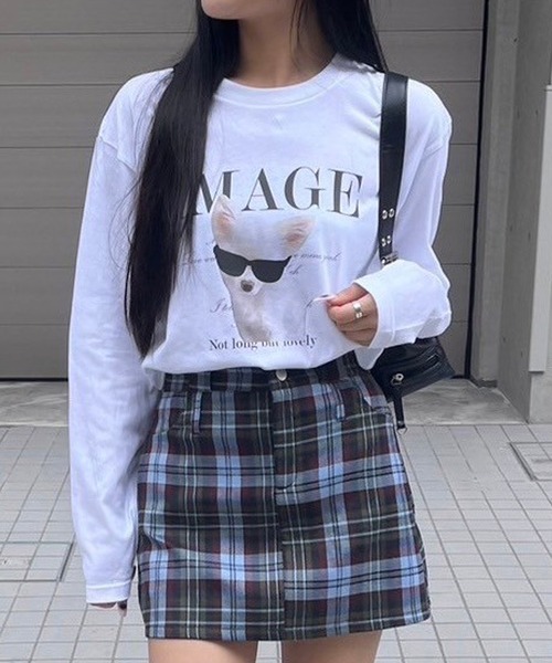 merrylatte（メリーラテ）の「ビッグDOGプリントロンT（Tシャツ/カットソー・レディース・ホワイト・LARGE/MEDIUM/SMALL）」の8枚目の写真