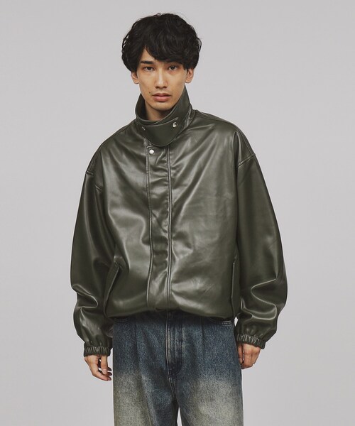 tk.TAKEO KIKUCHI（ティーケータケオキクチ）の「◆レザー調襟付きブルゾン（ブルゾン・メンズ・ブラウン系その他/ダークオリーブ/ブラック・03/02/04）」の3枚目の写真