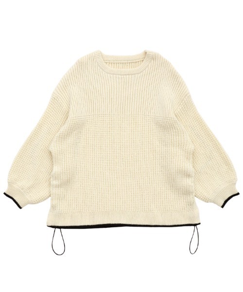 セール】ワッフル編切替サイドシャーリングニット（ニット/セーター